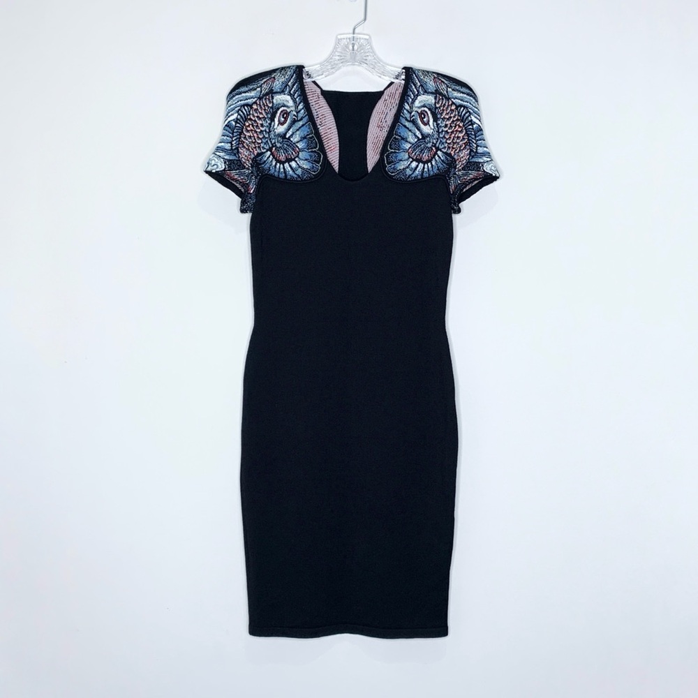 Alexander McQueen Koi Intarsia Knit Dress (Fits Like S - READ) Wool Silk Black